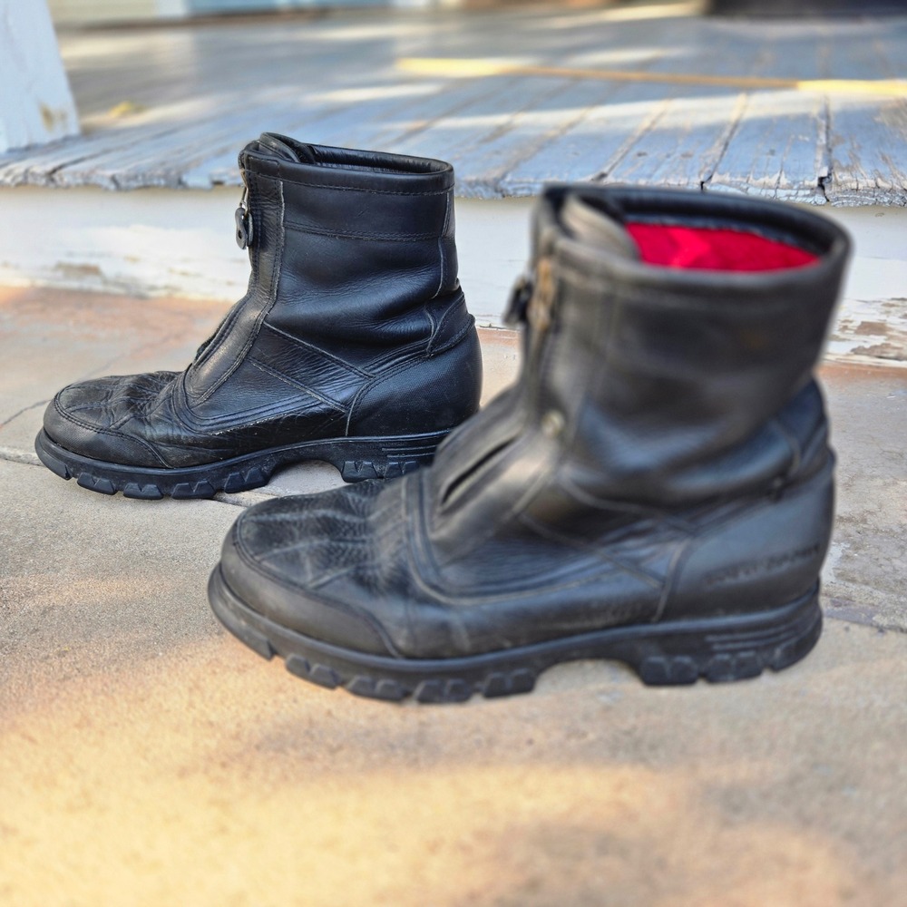 VTG Polo Sport Ralph Lauren Boots Black Mens 11 Double Zip Leather Duck Boot 12 - Picture 3 of 16